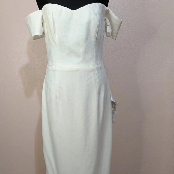 (NWT) Dress The Population Womens Off The Shoulder Dress M Off White Ivory NEW - Picture 3 of 14